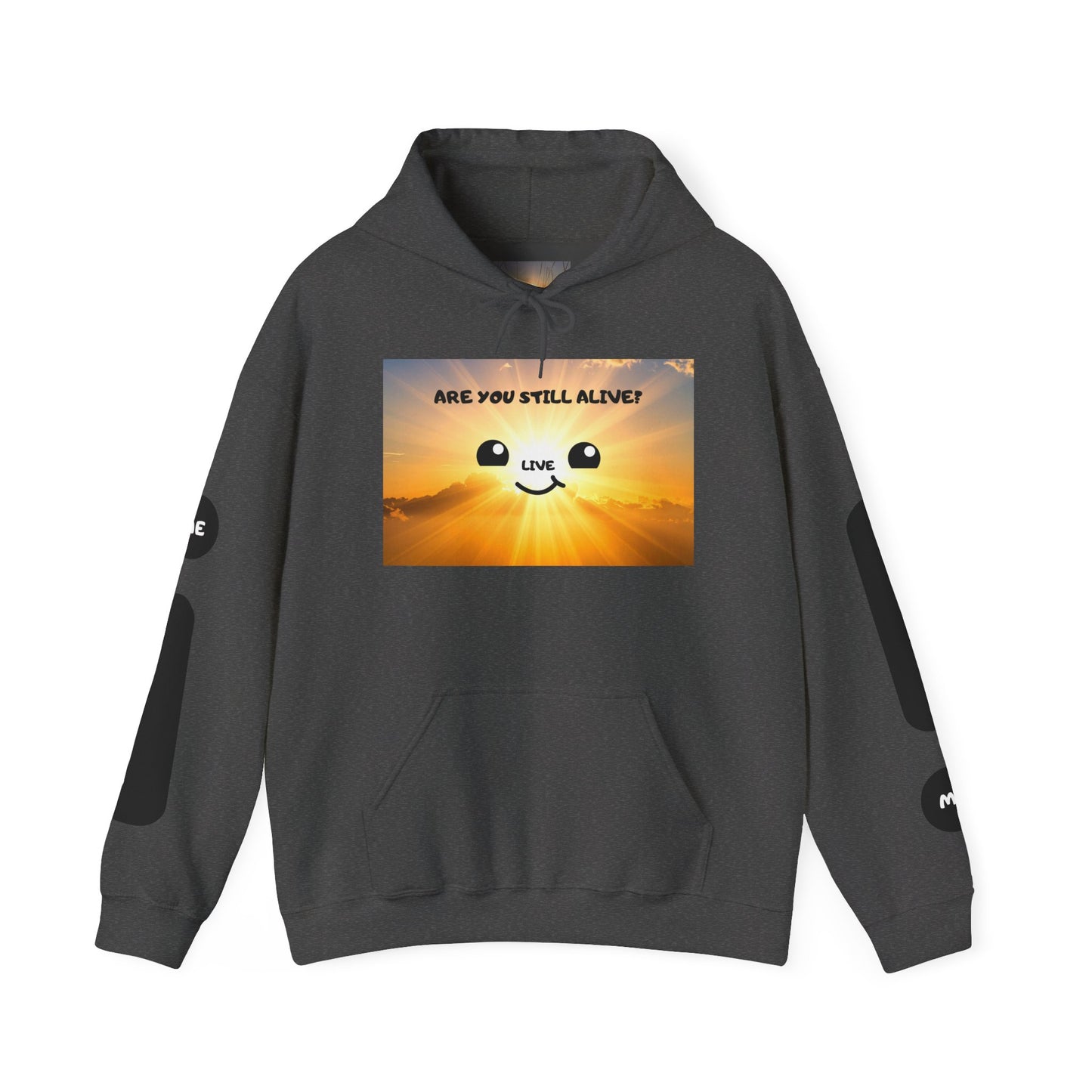 Smile Face Hoodie — "Are You Still Alive?" Sunrise Graphic Hooded Sweatshirt