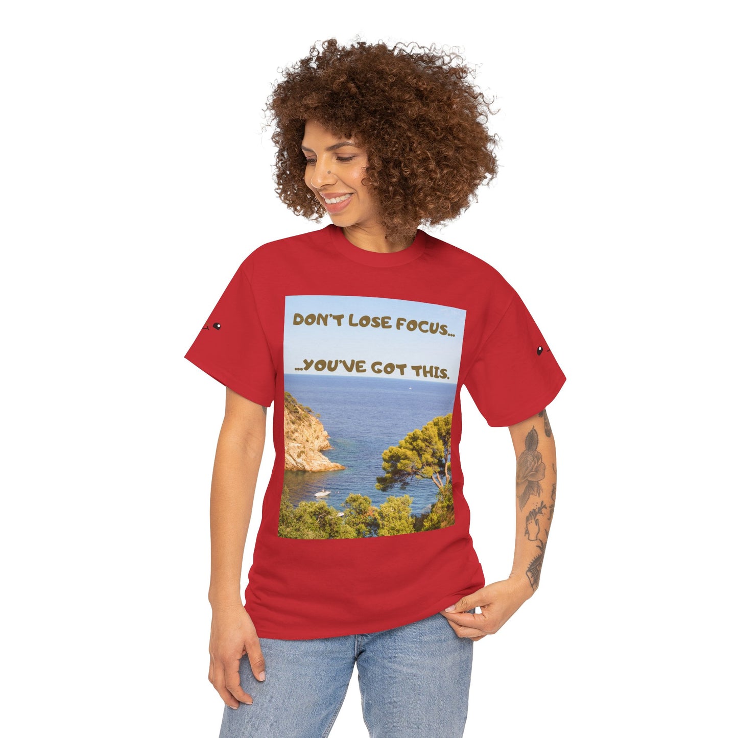 Motivational Tee — "Don't Lose Focus, You've Got This" Beach Graphic