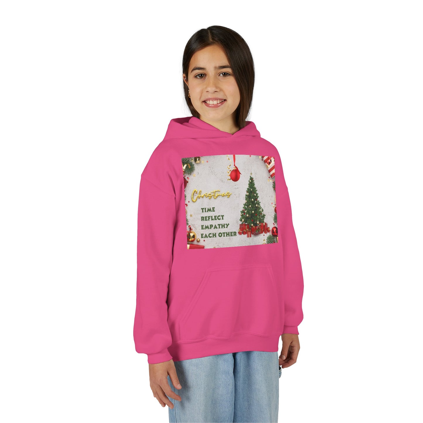 Youth Hooded Sweatshirt - Christmas Cheer, Cozy Holiday Gift, Festive Sweatshirt for Kids, Seasonal Wear, New Year Celebration
