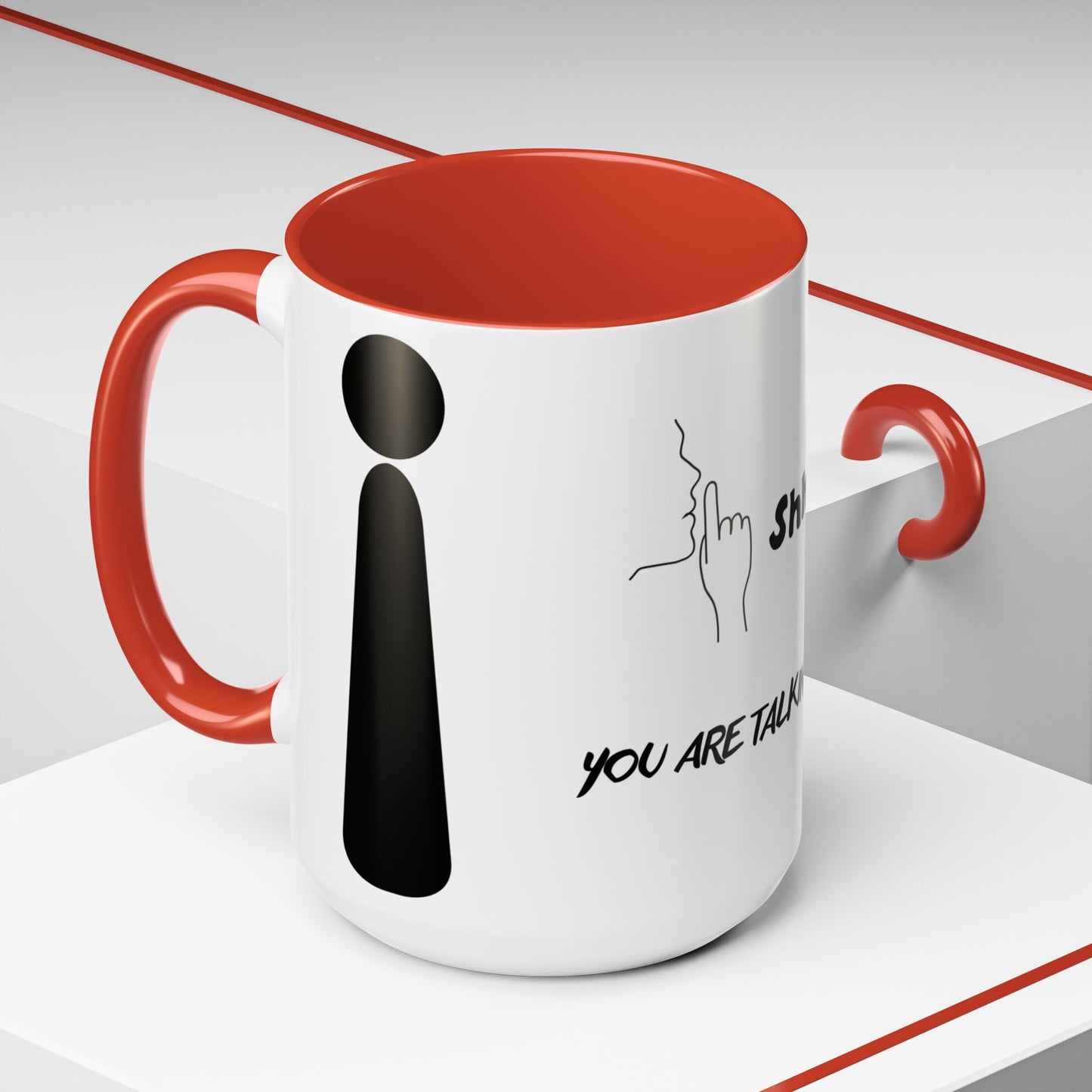 Funny Shhh Coffee Mug, Gift for Friends, Office Humor Cup, Black Accent Mug, Tea Lover's Present
