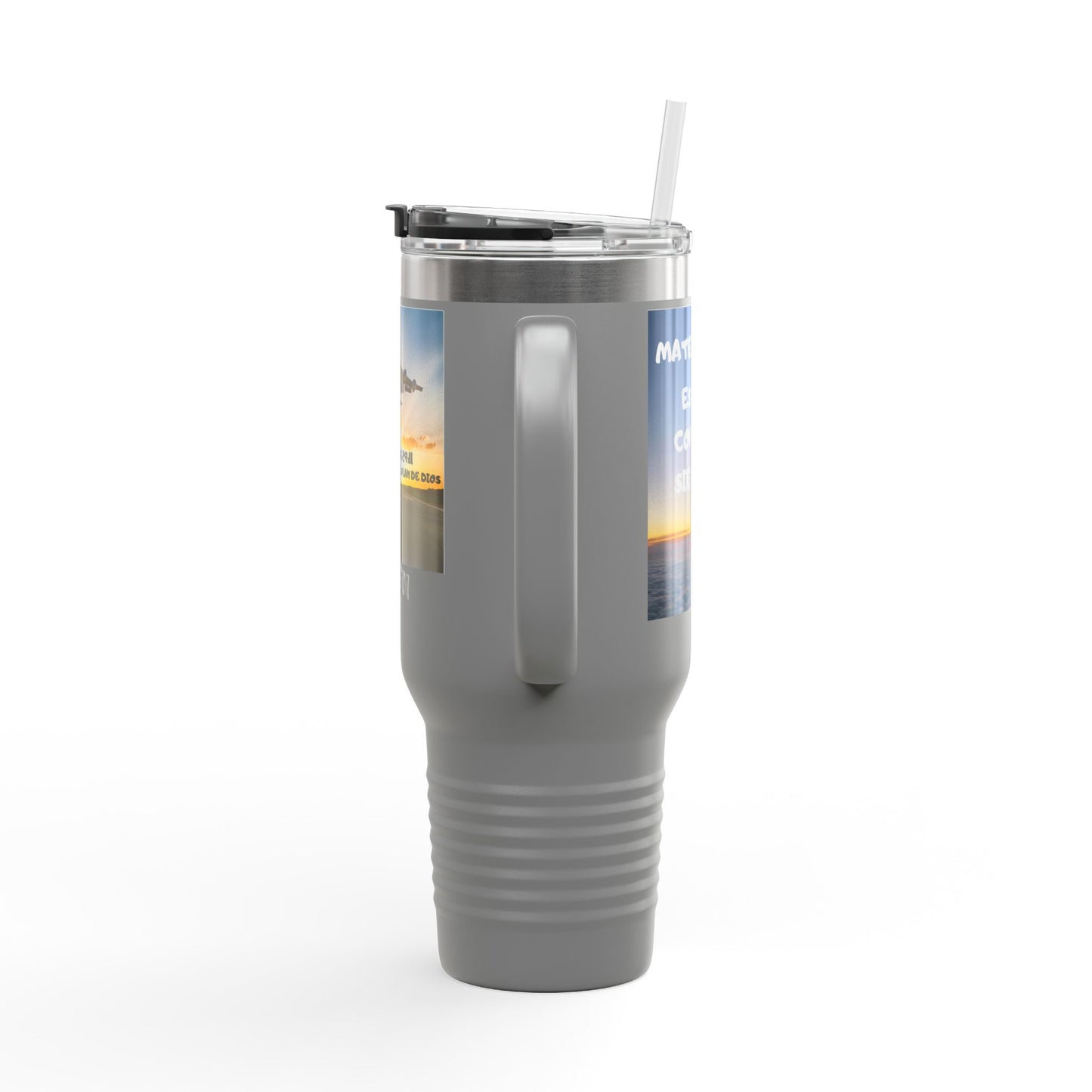 40oz Insulated Travel Mug — Airplane Sunset Design with "Amen" & Jeremiah 29:11 Verse