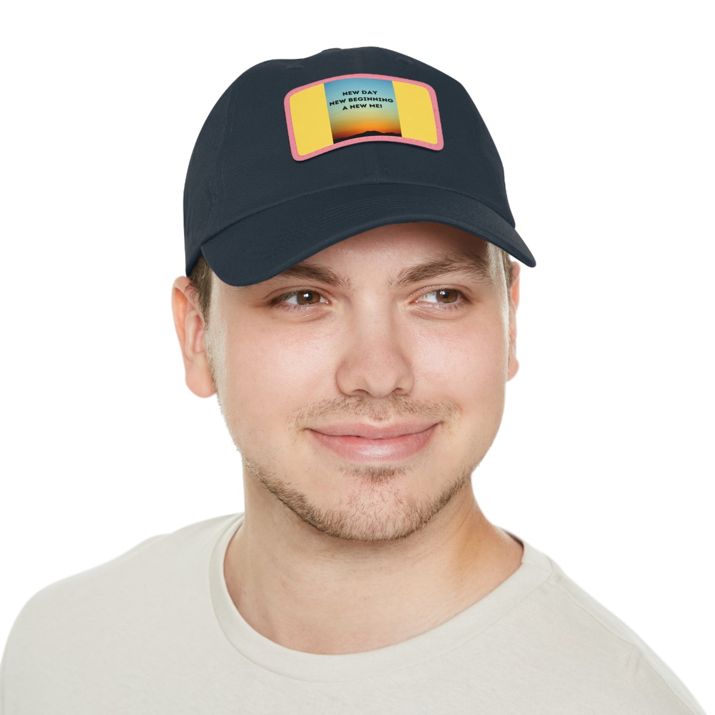 NEW DAY NEW BEGINNING A NEW ME Hat with Leather Patch (Rectangle)