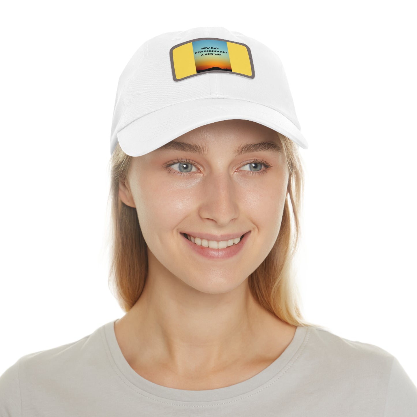 NEW DAY NEW BEGINNING A NEW ME Hat with Leather Patch (Rectangle)