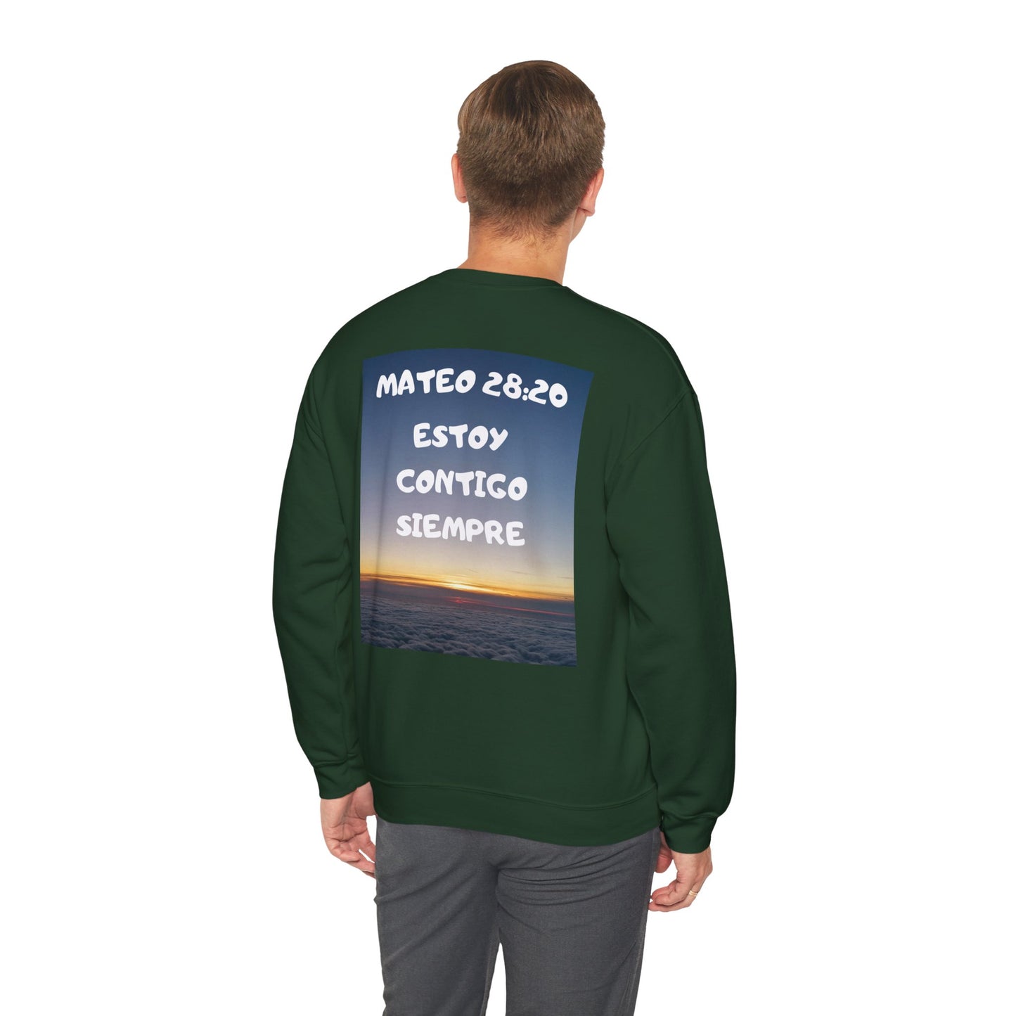 Christian Sweatshirt — Jeremías 29:11 & Mateo 28:20 Inspirational Crewneck