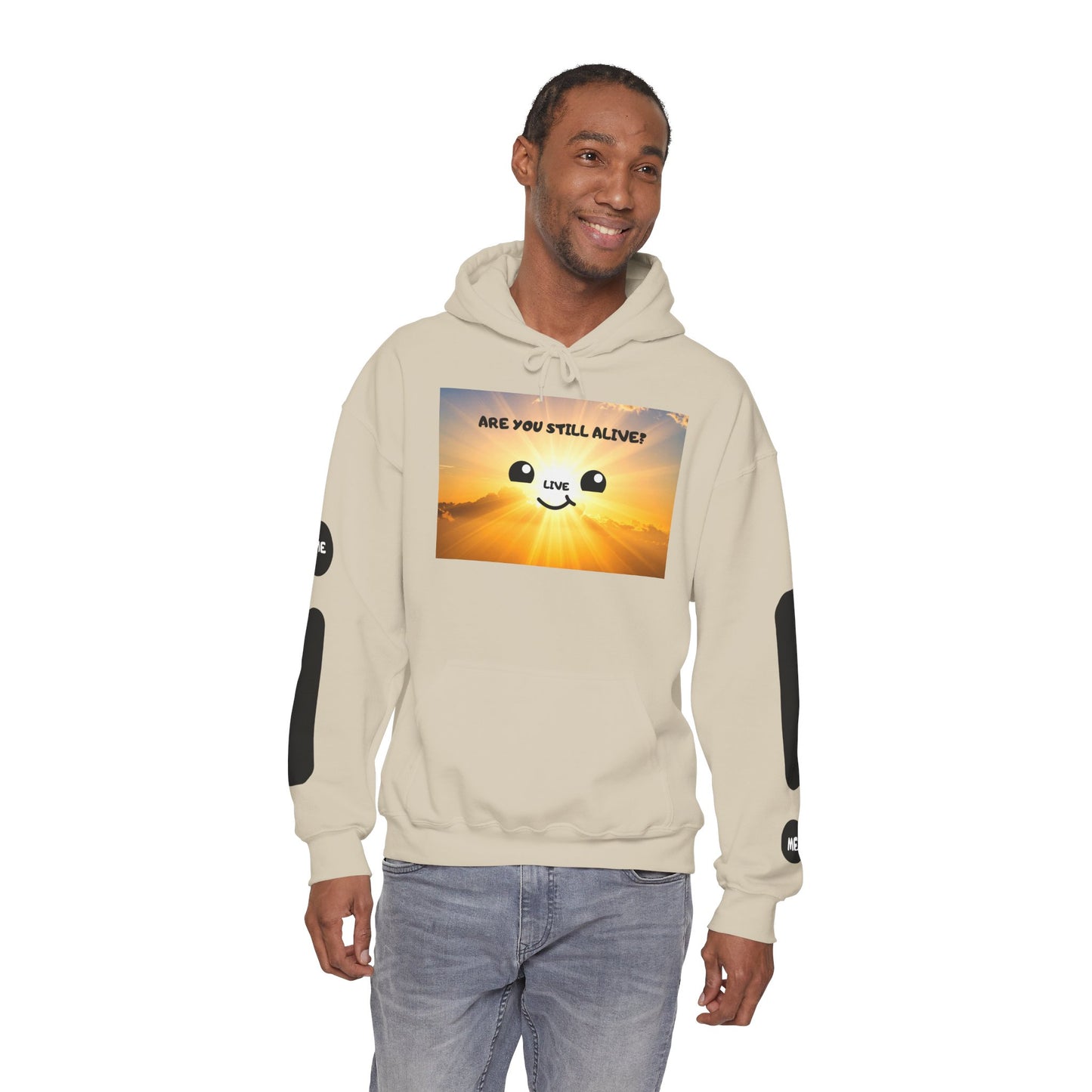 Smile Face Hoodie — "Are You Still Alive?" Sunrise Graphic Hooded Sweatshirt