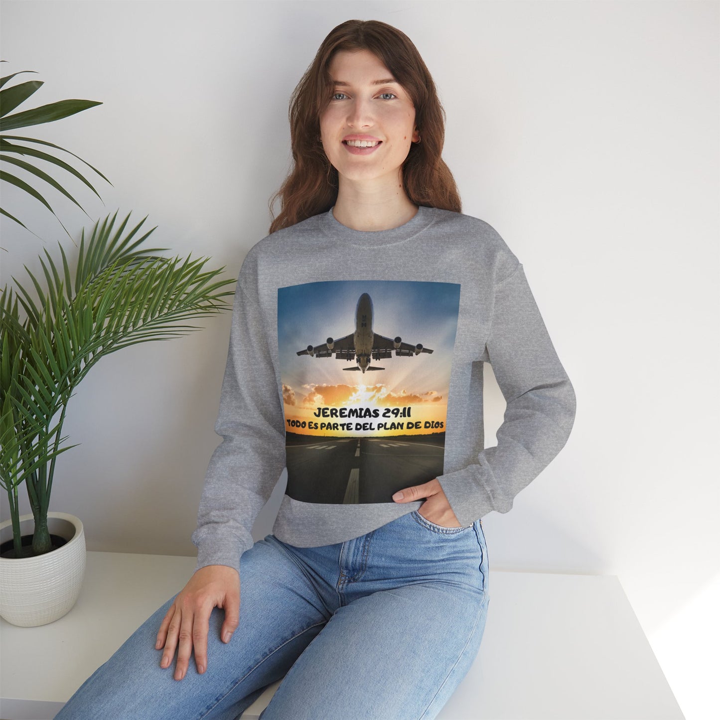 Christian Sweatshirt — Jeremías 29:11 & Mateo 28:20 Inspirational Crewneck