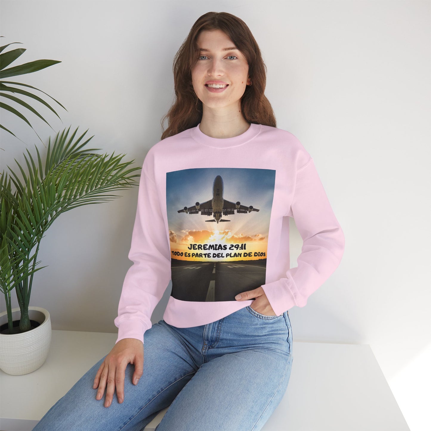 Christian Sweatshirt — Jeremías 29:11 & Mateo 28:20 Inspirational Crewneck