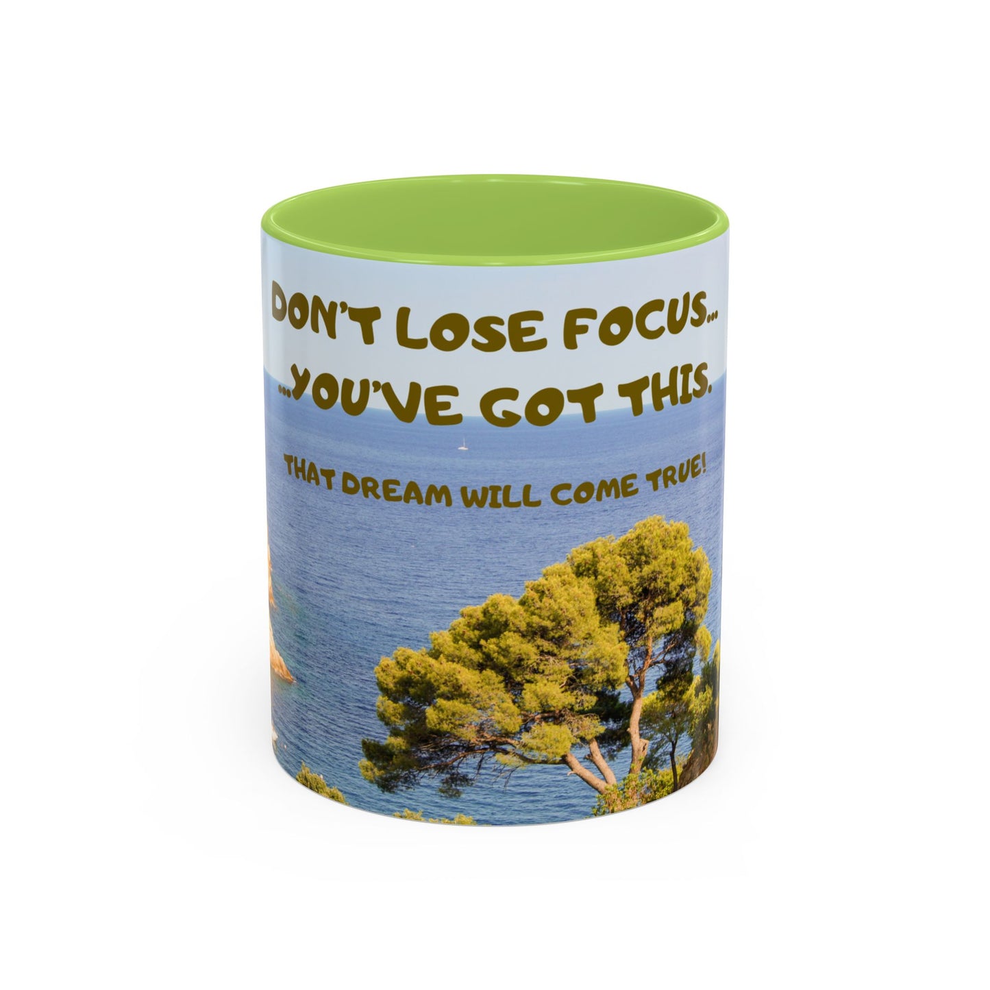 Inspirational Coastal Coffee Mug - "Don't Lose Focus... You've Got This" Accent Mug