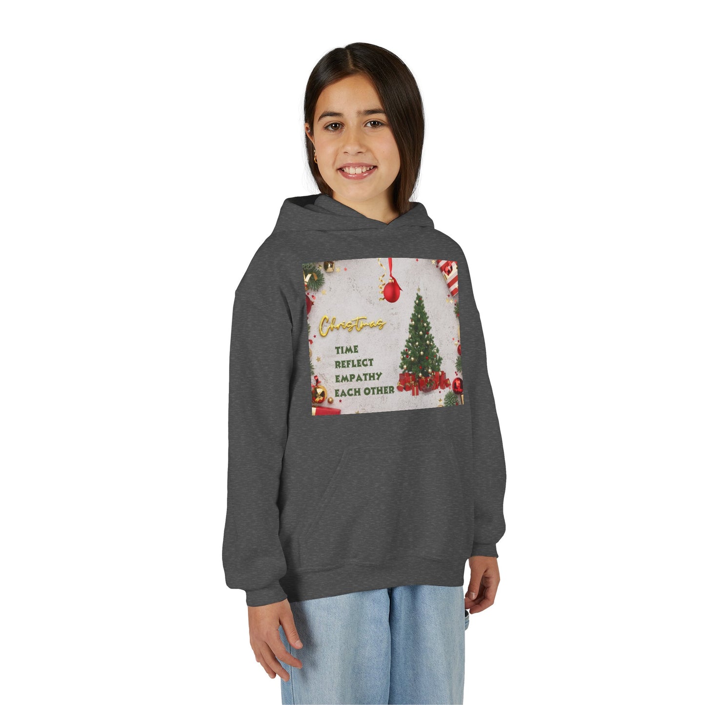 Youth Hooded Sweatshirt - Christmas Cheer, Cozy Holiday Gift, Festive Sweatshirt for Kids, Seasonal Wear, New Year Celebration