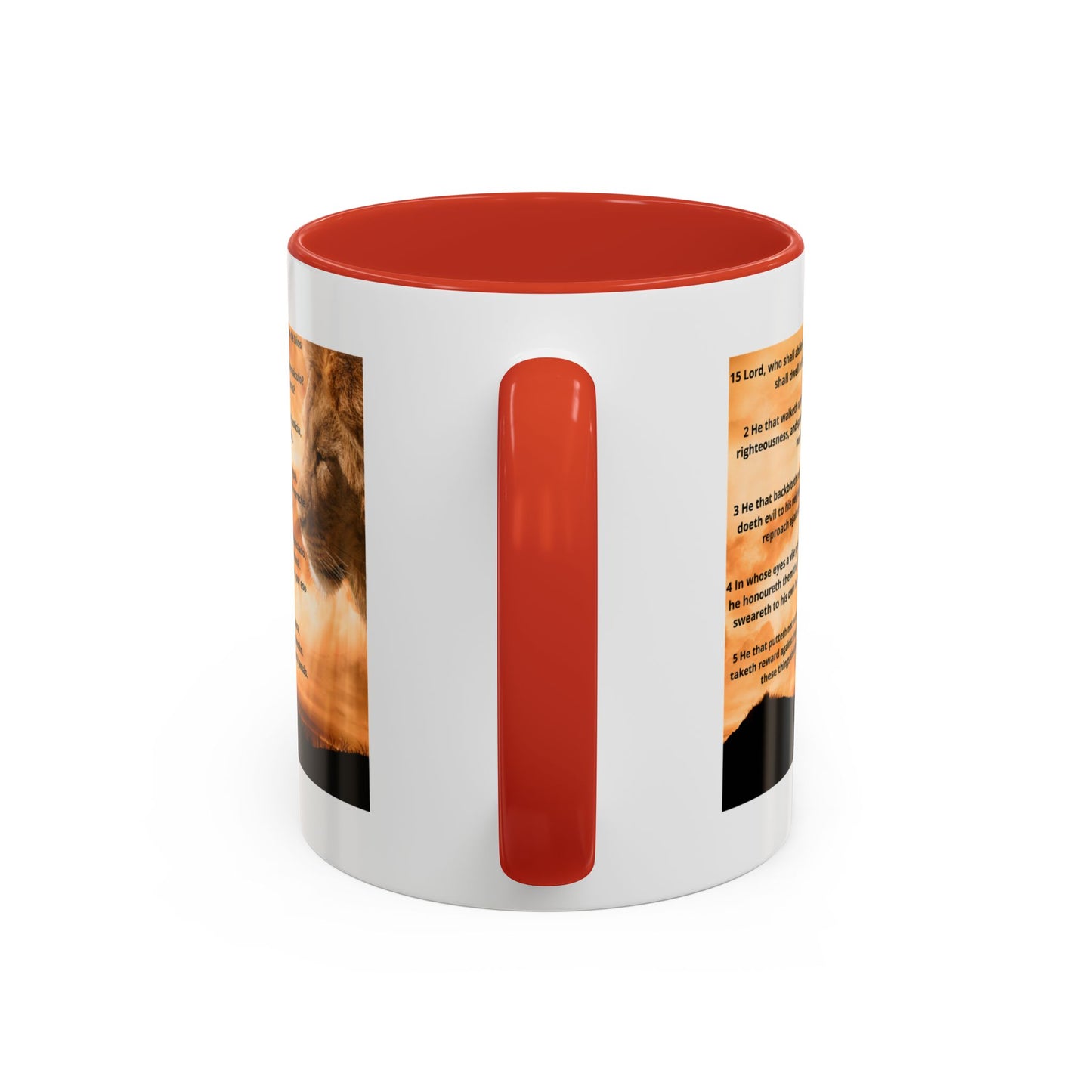 PSALM 15 ENG / SPA Inspirational Lion Accent Coffee Mug | Faith Mug, Motivational Gift, Nature Lover's Cup, Home Decor, Office Drinkware