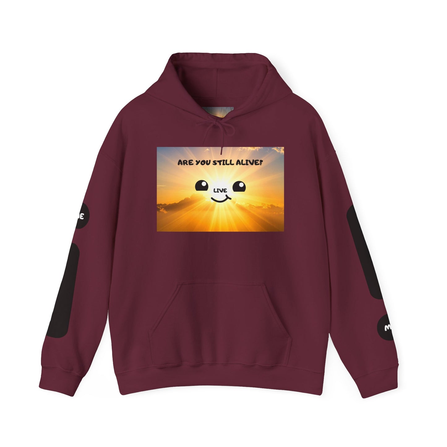 Smile Face Hoodie — "Are You Still Alive?" Sunrise Graphic Hooded Sweatshirt