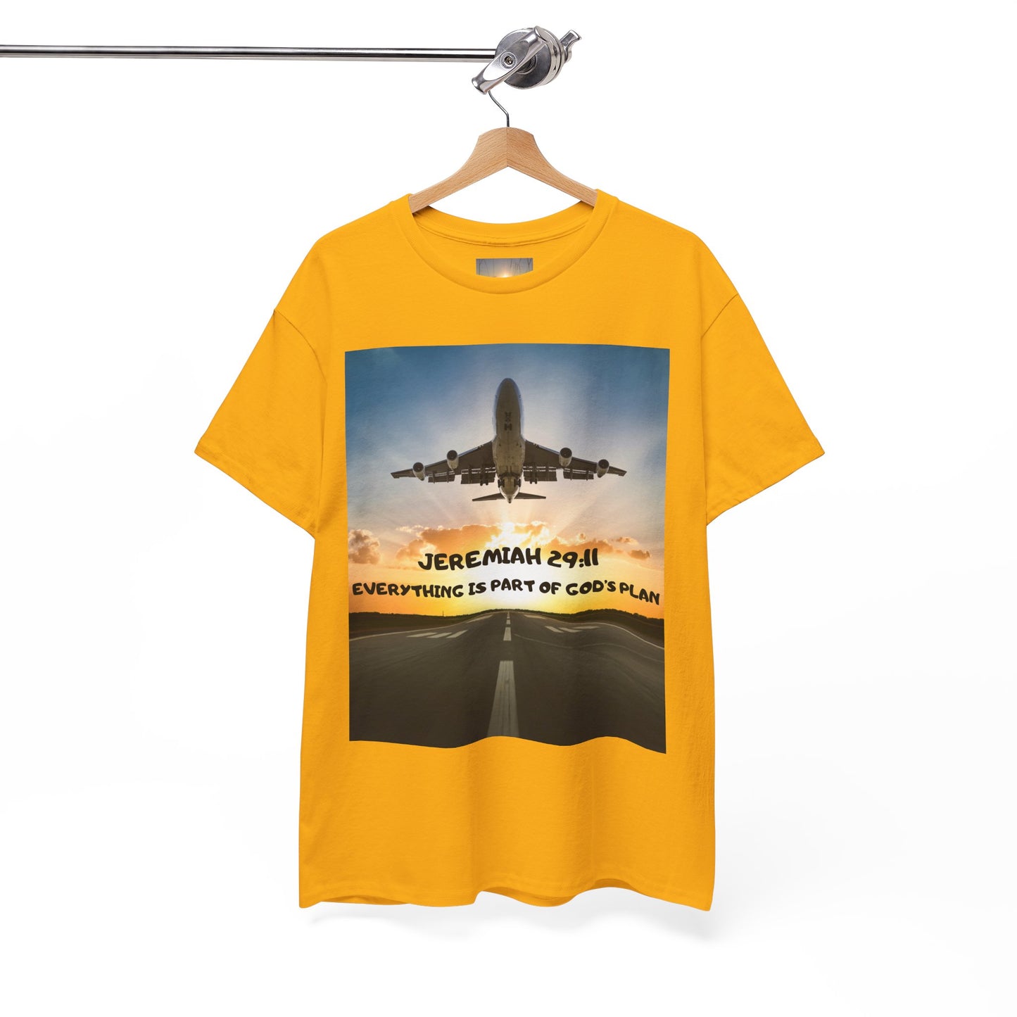 Faith Travel T‑Shirt — “Jeremiah 29:11 / Matthew 28:20” Inspirational Plane Tee