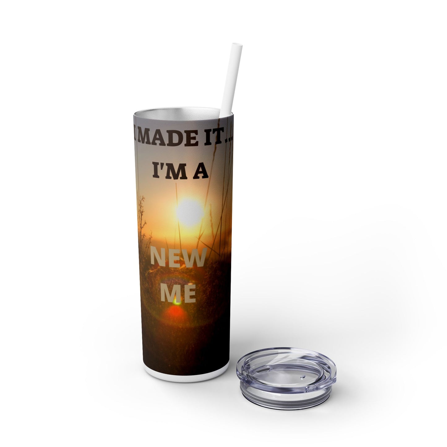 I MADE IT Inspirational Skinny Tumbler, 20oz - Motivational Drinkware for Self-Improvement, Perfect Gift for Wellness Journeys, Birthday, New Year