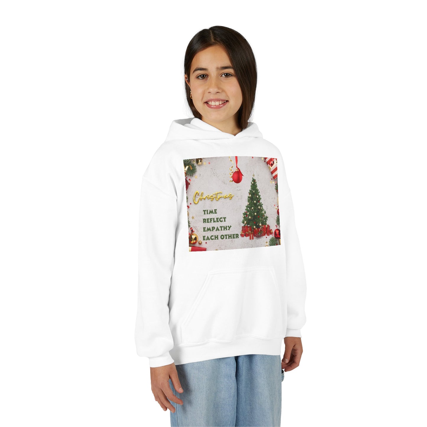 Youth Hooded Sweatshirt - Christmas Cheer, Cozy Holiday Gift, Festive Sweatshirt for Kids, Seasonal Wear, New Year Celebration