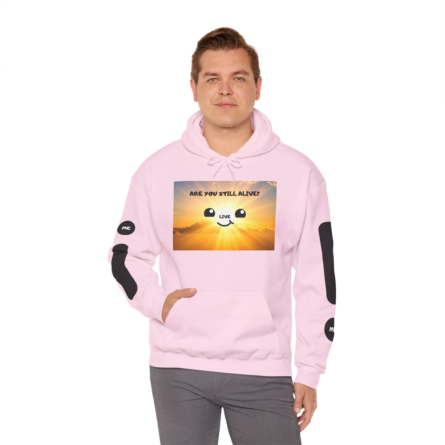 Smile Face Hoodie — "Are You Still Alive?" Sunrise Graphic Hooded Sweatshirt