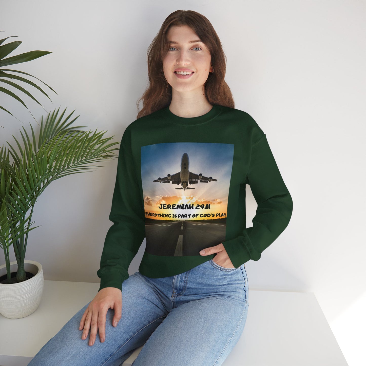 "Jeremiah 29:11 / Matthew 28:20" Christian Crewneck Inspirational Bible Verse Sweatshirt