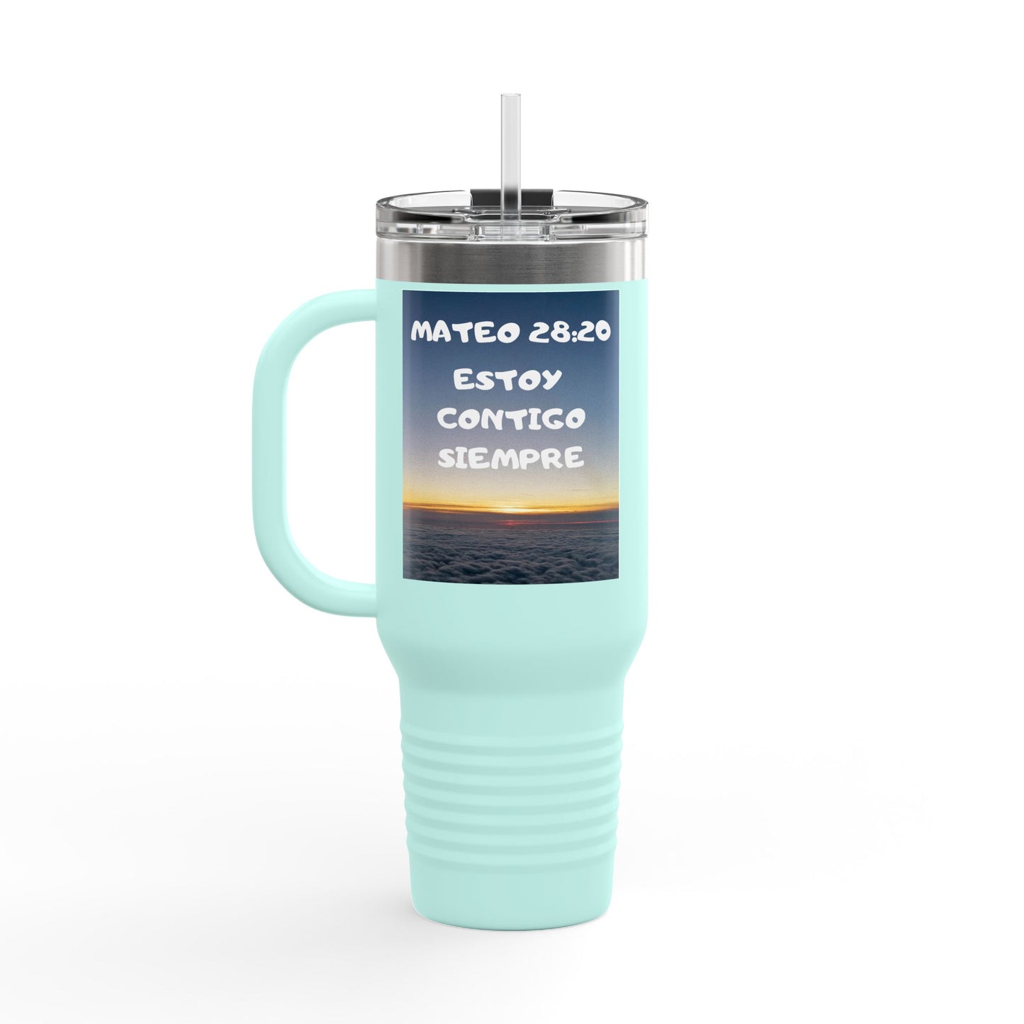 40oz Insulated Travel Mug — Airplane Sunset Design with "Amen" & Jeremiah 29:11 Verse
