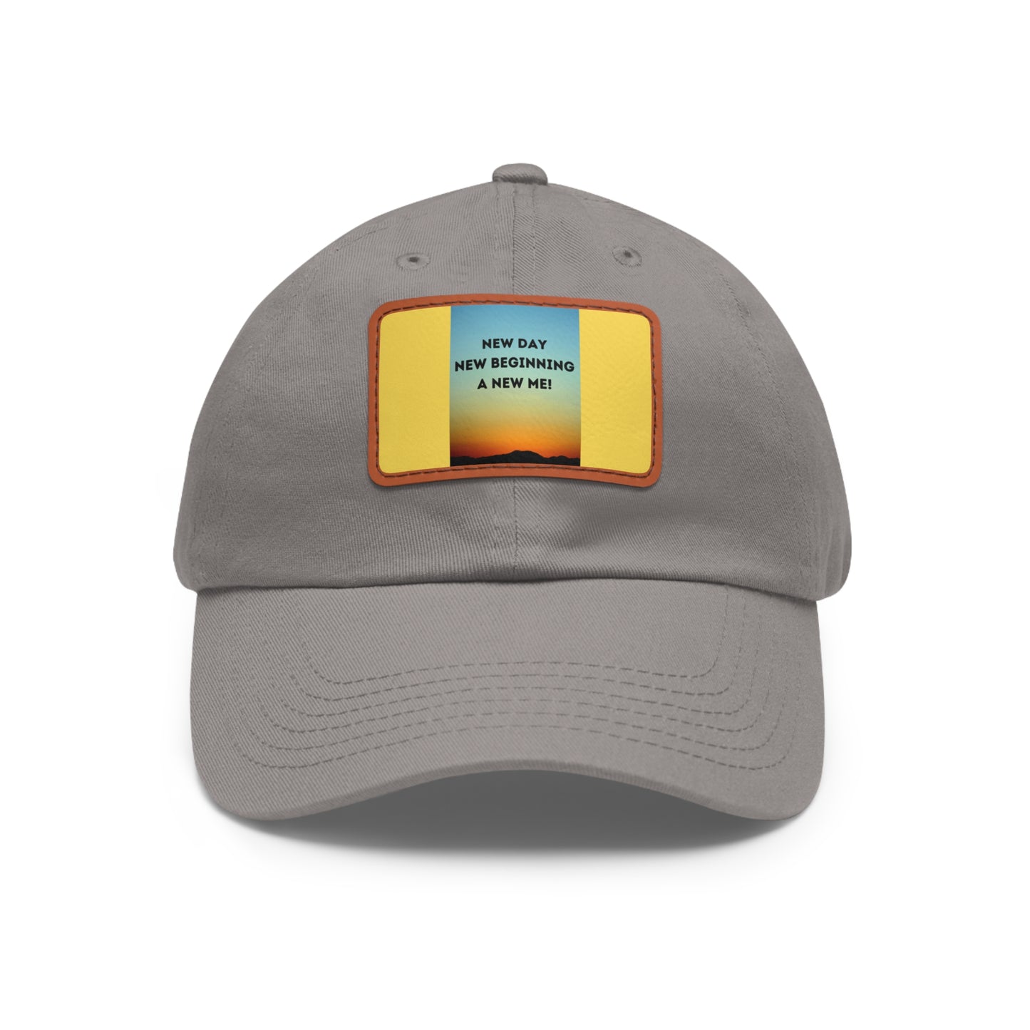 NEW DAY NEW BEGINNING A NEW ME Hat with Leather Patch (Rectangle)