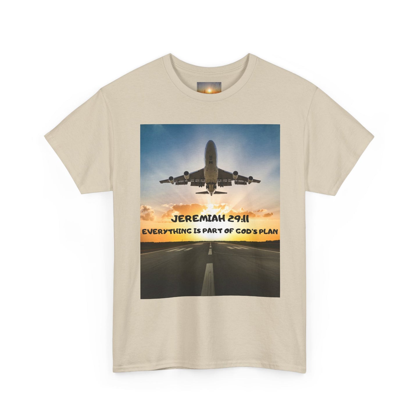 Faith Travel T‑Shirt — “Jeremiah 29:11 / Matthew 28:20” Inspirational Plane Tee