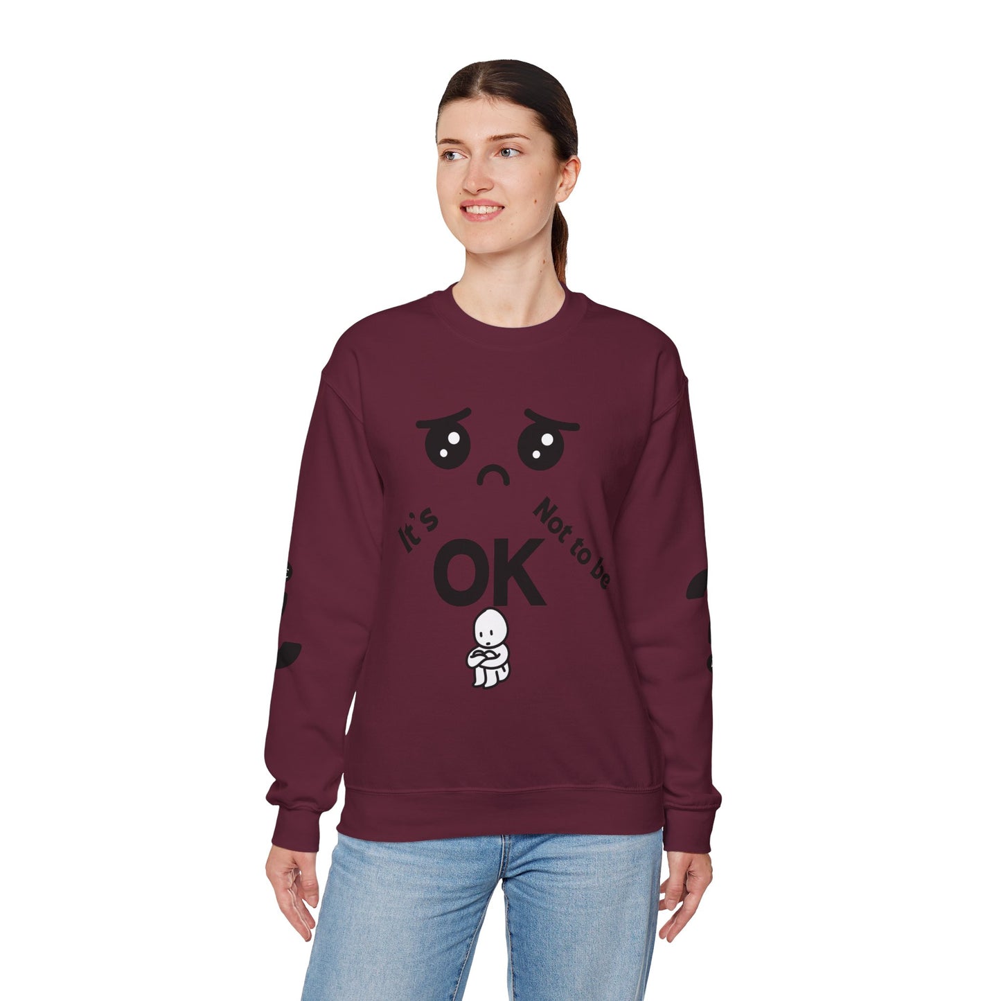 IT'S OK Inspirational Unisex Sweatshirt - Mental Health Awareness, Cozy Fashion, Self-Care Gift, Comfort Wear, Uplifting Quote