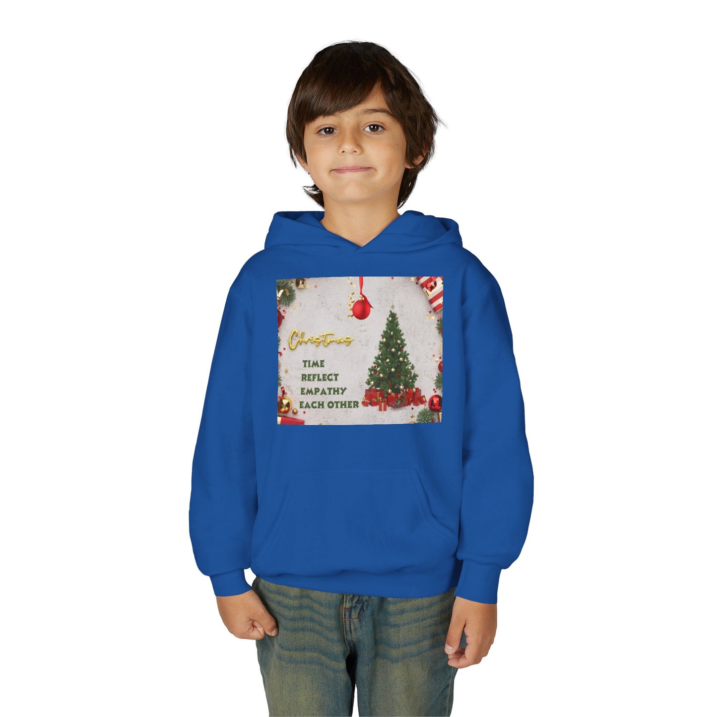 Youth Hooded Sweatshirt - Christmas Cheer, Cozy Holiday Gift, Festive Sweatshirt for Kids, Seasonal Wear, New Year Celebration