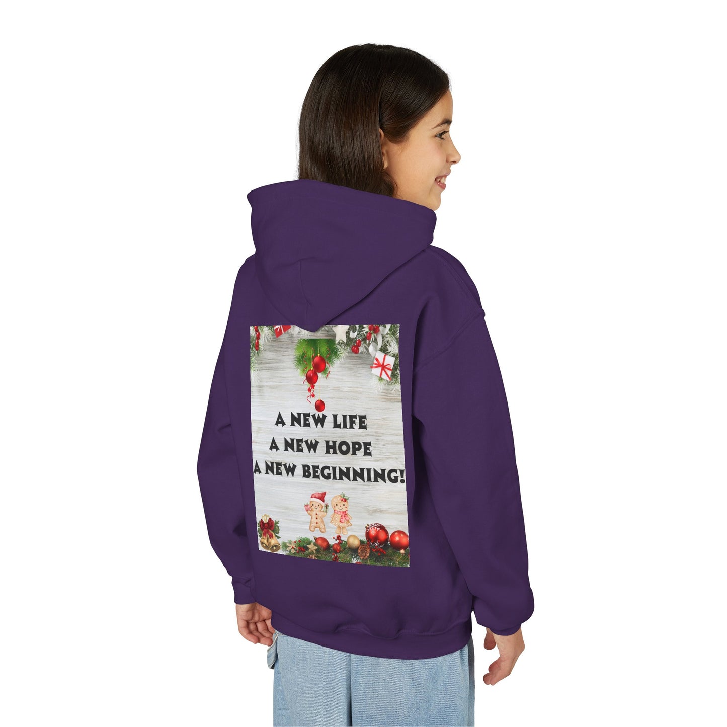 Youth Hooded Sweatshirt - Christmas Cheer, Cozy Holiday Gift, Festive Sweatshirt for Kids, Seasonal Wear, New Year Celebration