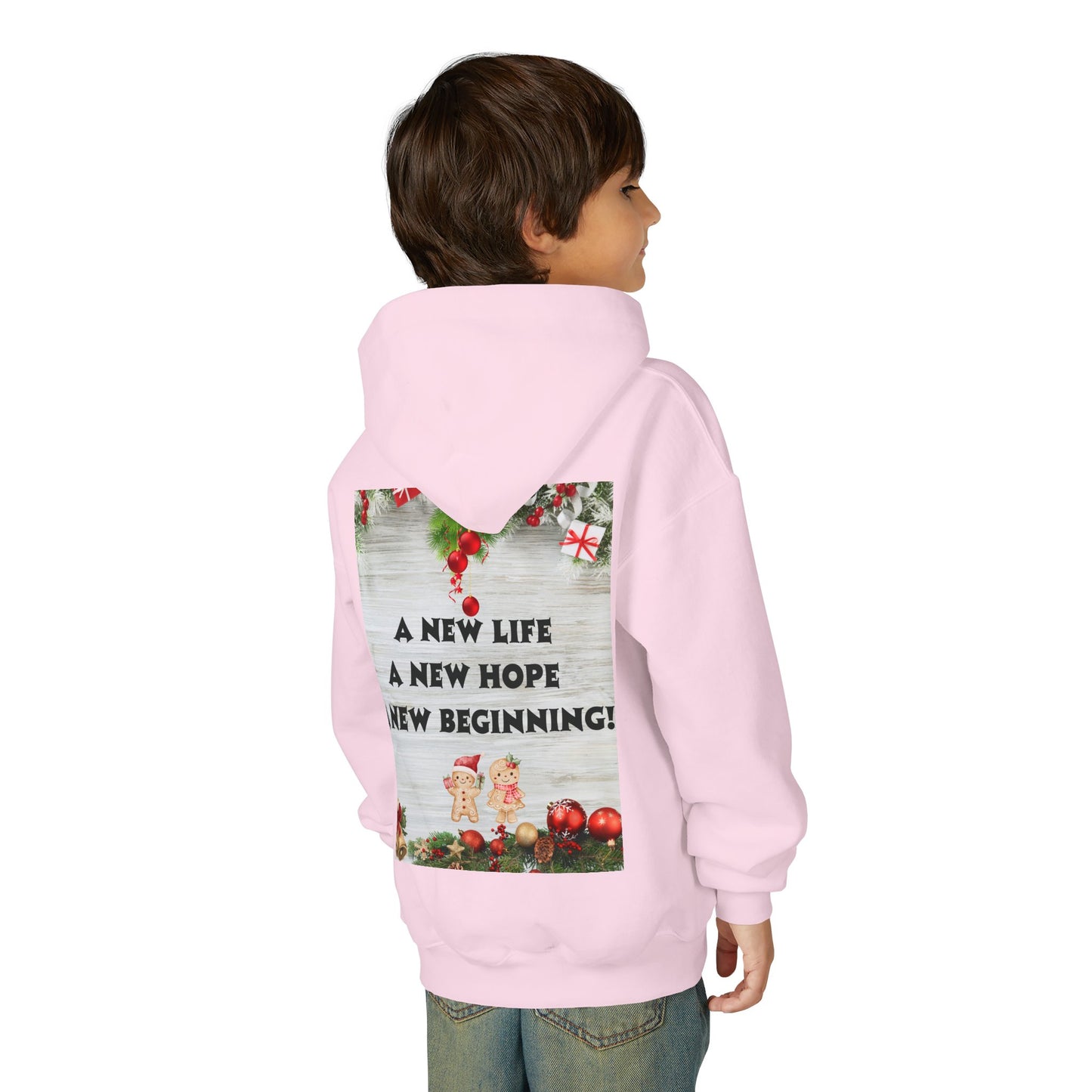 Youth Hooded Sweatshirt - Christmas Cheer, Cozy Holiday Gift, Festive Sweatshirt for Kids, Seasonal Wear, New Year Celebration