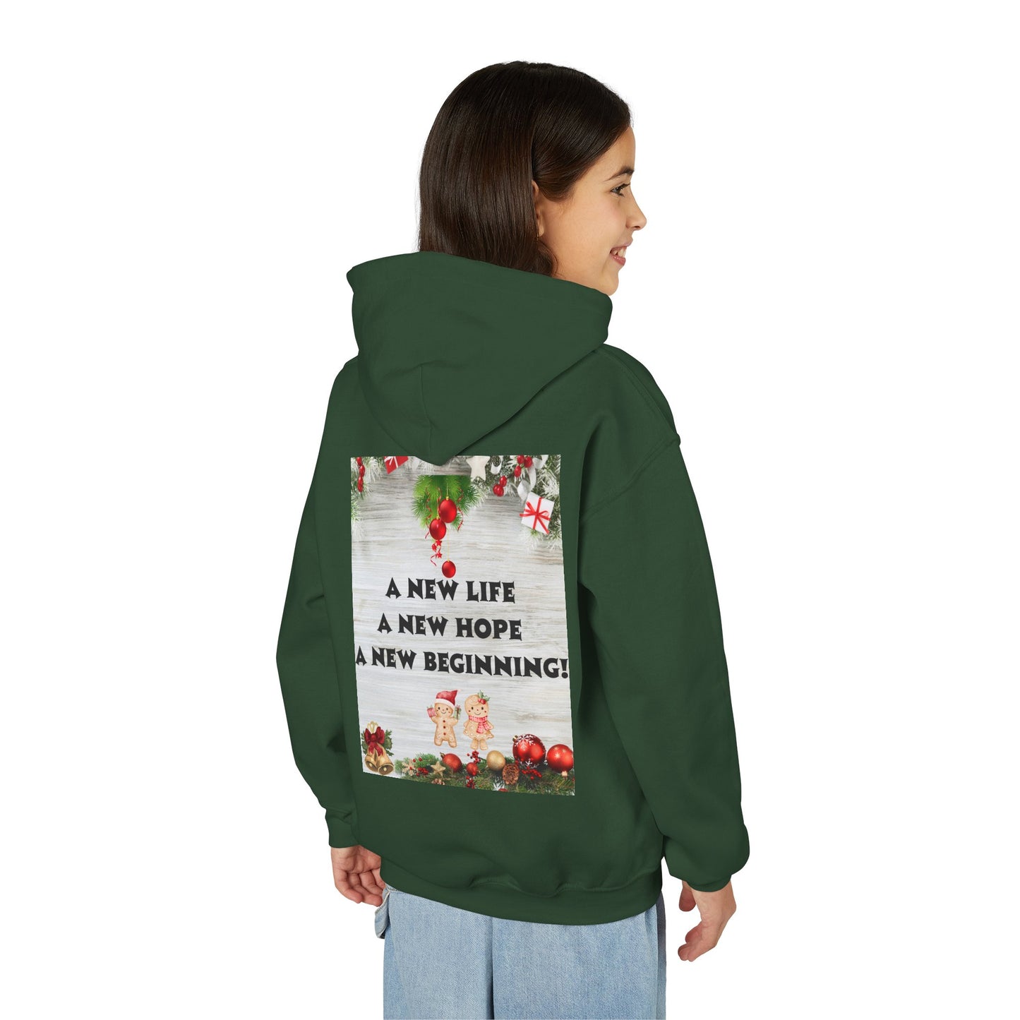 Youth Hooded Sweatshirt - Christmas Cheer, Cozy Holiday Gift, Festive Sweatshirt for Kids, Seasonal Wear, New Year Celebration