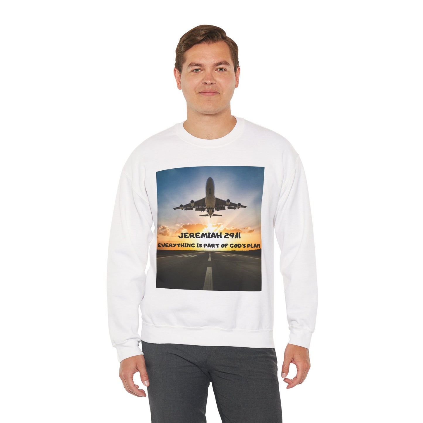 "Jeremiah 29:11 / Matthew 28:20" Christian Crewneck Inspirational Bible Verse Sweatshirt
