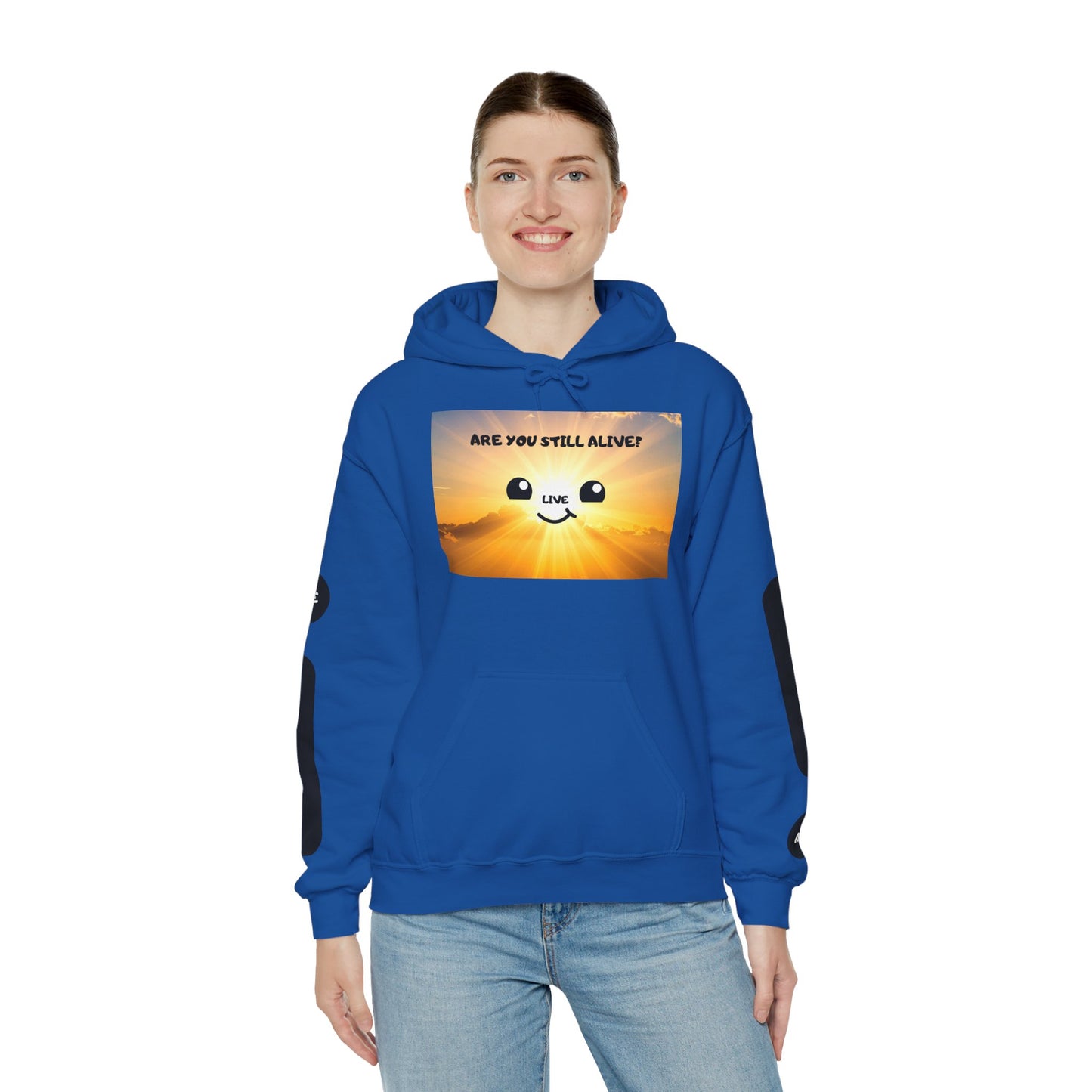 Smile Face Hoodie — "Are You Still Alive?" Sunrise Graphic Hooded Sweatshirt