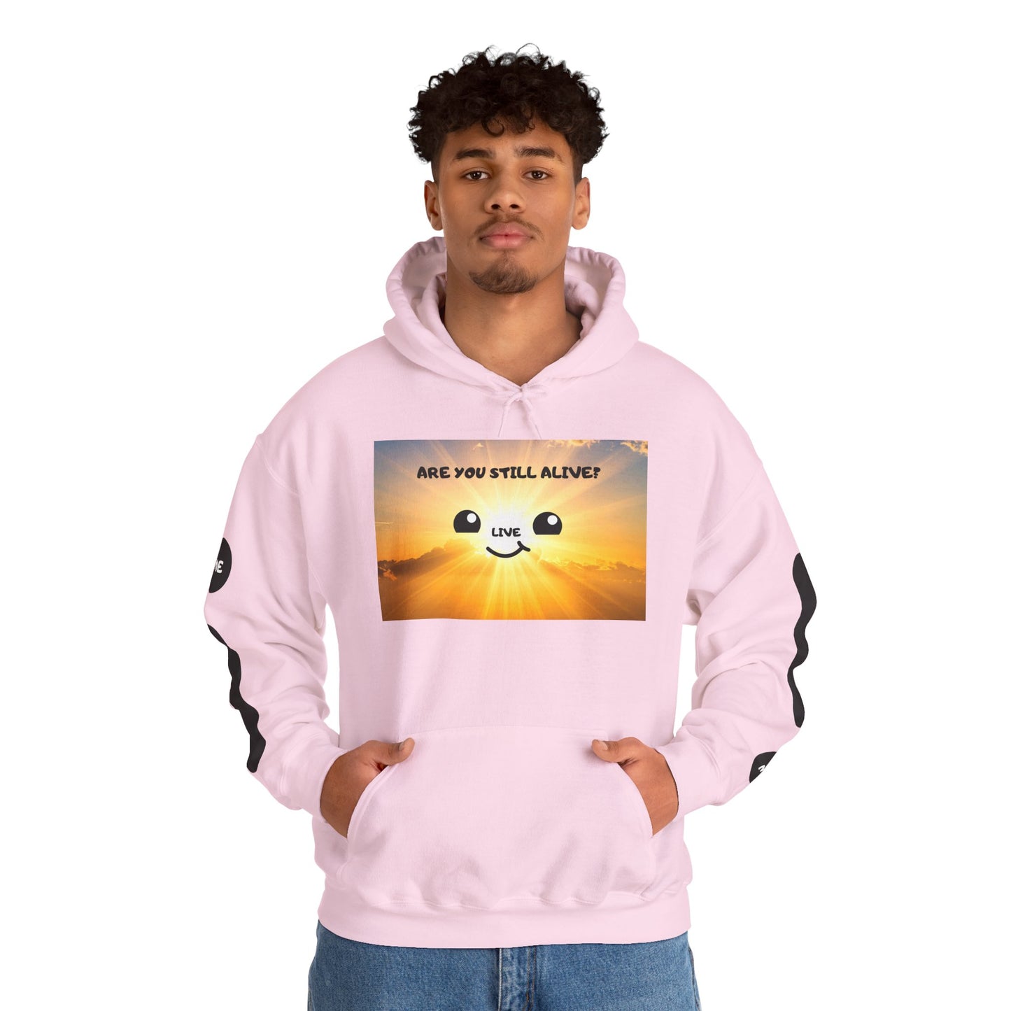 Smile Face Hoodie — "Are You Still Alive?" Sunrise Graphic Hooded Sweatshirt