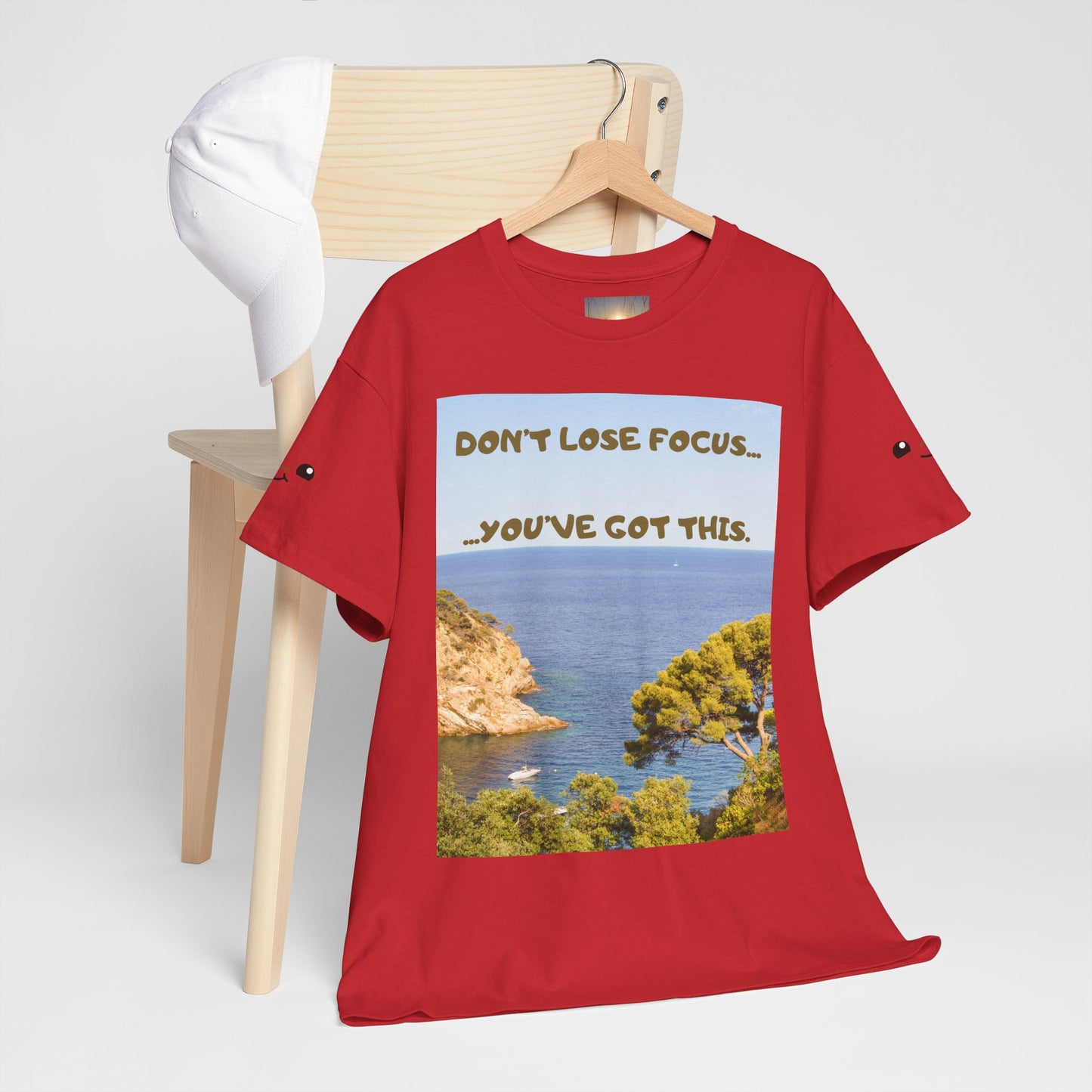 Motivational Tee — "Don't Lose Focus, You've Got This" Beach Graphic