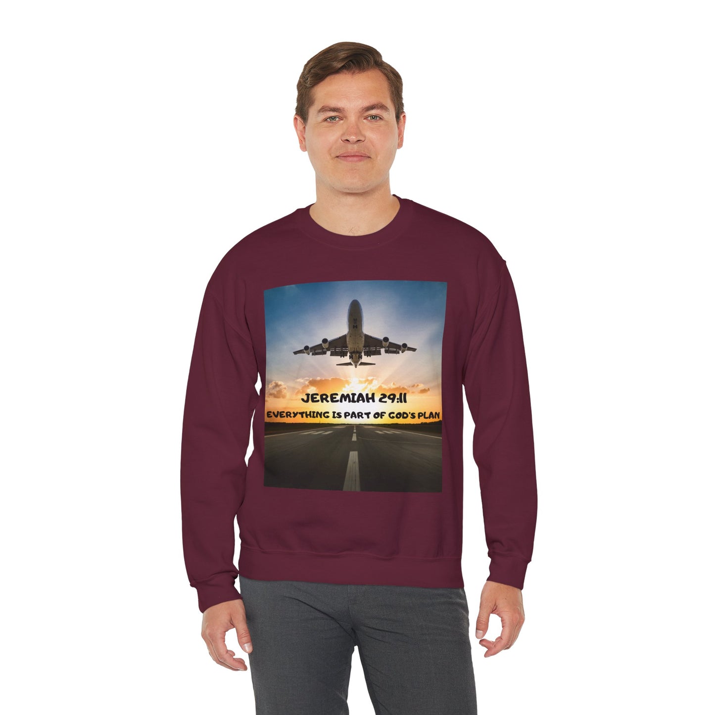 "Jeremiah 29:11 / Matthew 28:20" Christian Crewneck Inspirational Bible Verse Sweatshirt