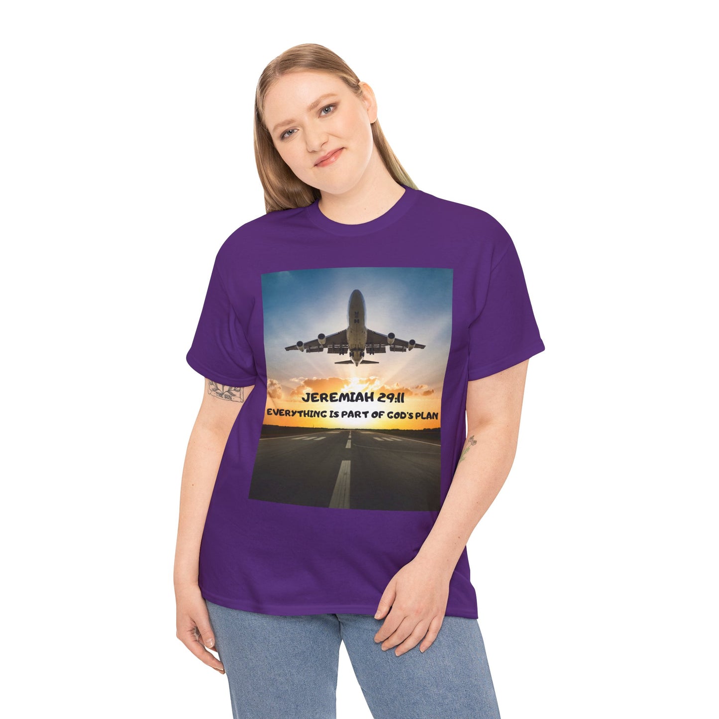 Faith Travel T‑Shirt — “Jeremiah 29:11 / Matthew 28:20” Inspirational Plane Tee