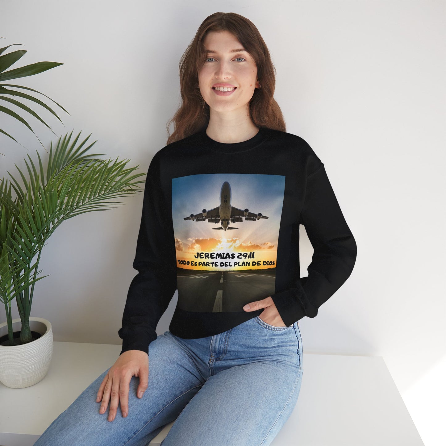 Christian Sweatshirt — Jeremías 29:11 & Mateo 28:20 Inspirational Crewneck