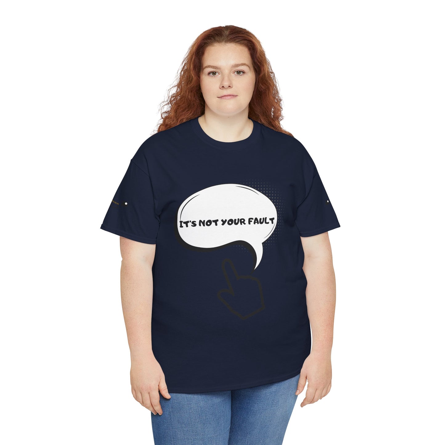 Graphic Tee — "It's Not Your Fault" Comic-Style Pointing Design