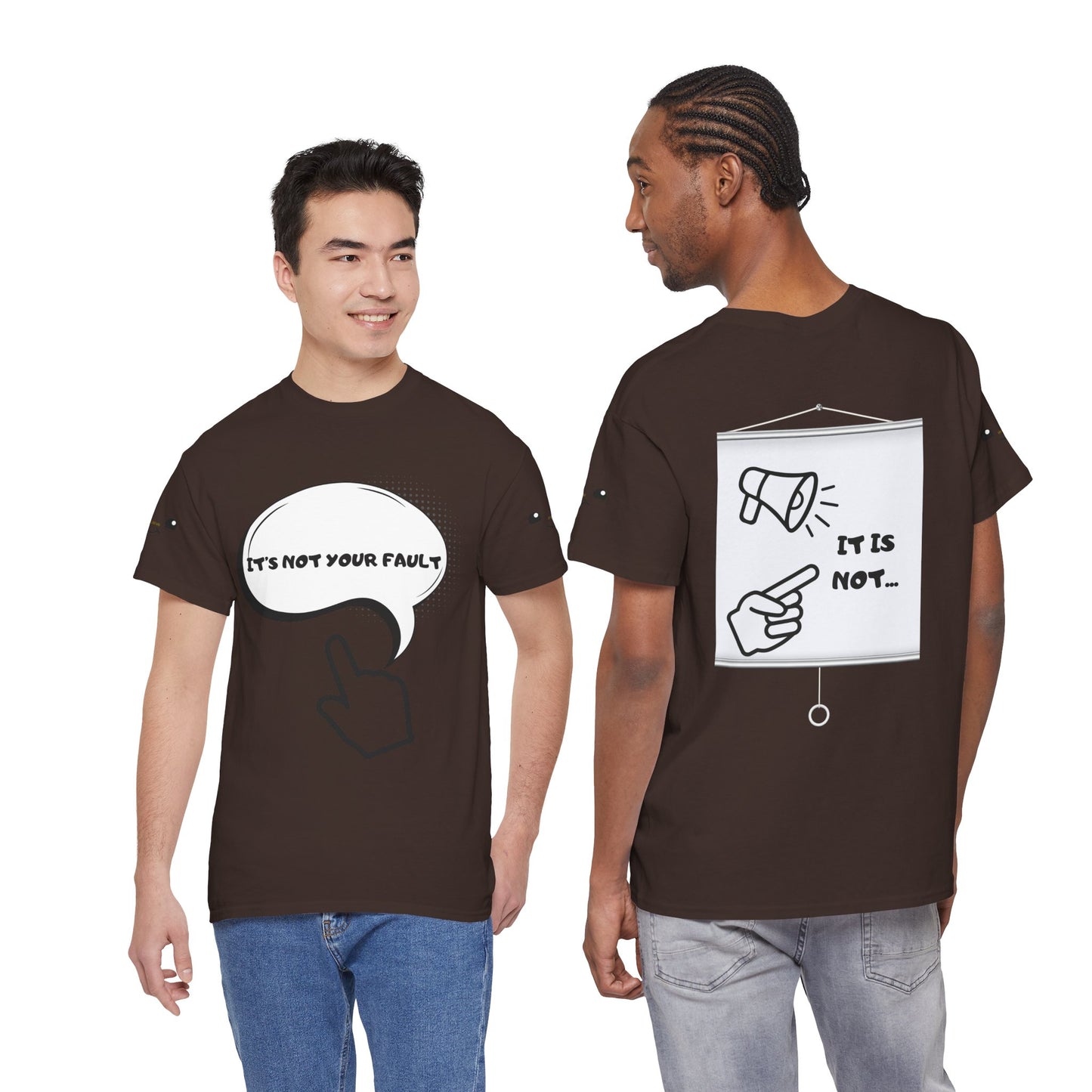 Graphic Tee — "It's Not Your Fault" Comic-Style Pointing Design