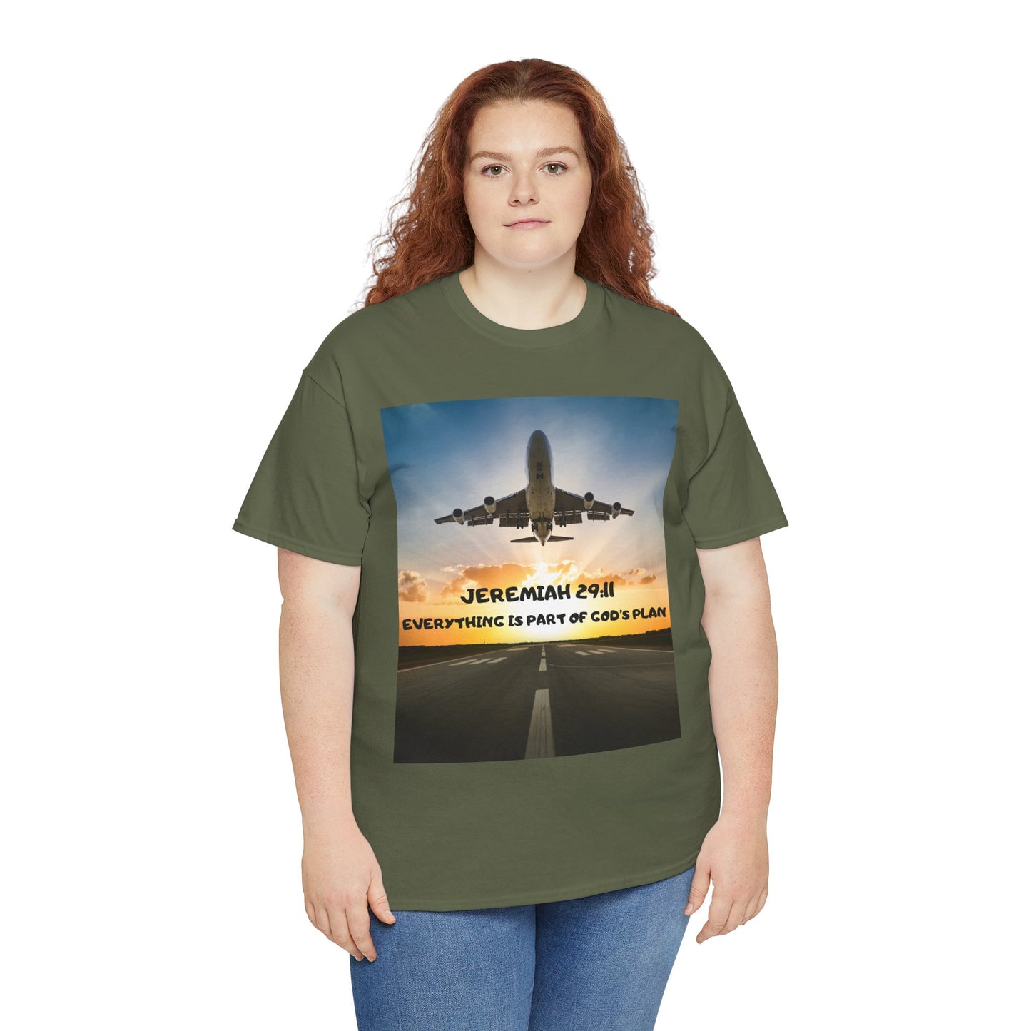 Faith Travel T‑Shirt — “Jeremiah 29:11 / Matthew 28:20” Inspirational Plane Tee