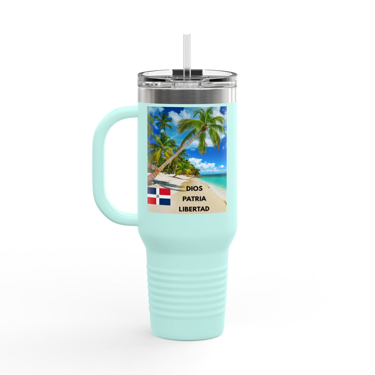 Dominican Republic Insulated Travel Mug, Caribbean Travel Cup, Beach Lover Gift, Quisqueya Hermosa Thermos, Vacation Essential, Summer [...]