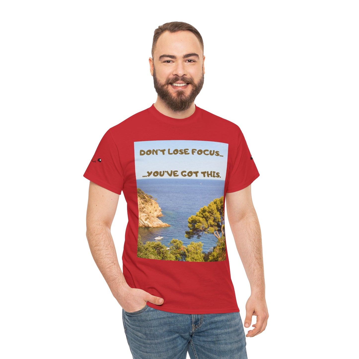 Motivational Tee — "Don't Lose Focus, You've Got This" Beach Graphic