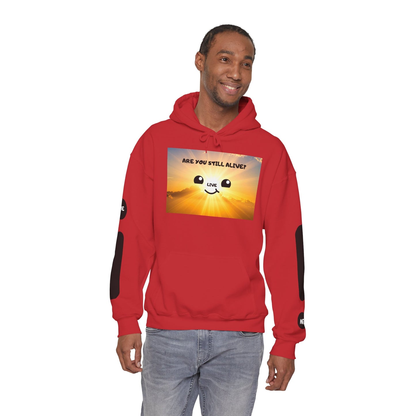 Smile Face Hoodie — "Are You Still Alive?" Sunrise Graphic Hooded Sweatshirt