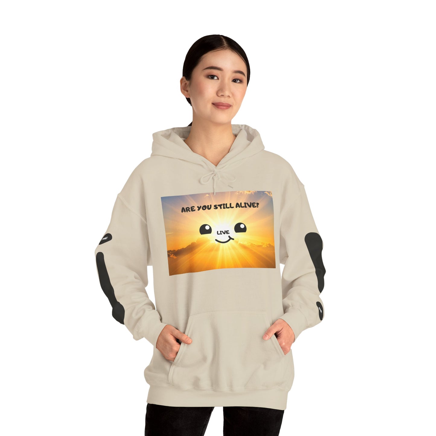 Smile Face Hoodie — "Are You Still Alive?" Sunrise Graphic Hooded Sweatshirt