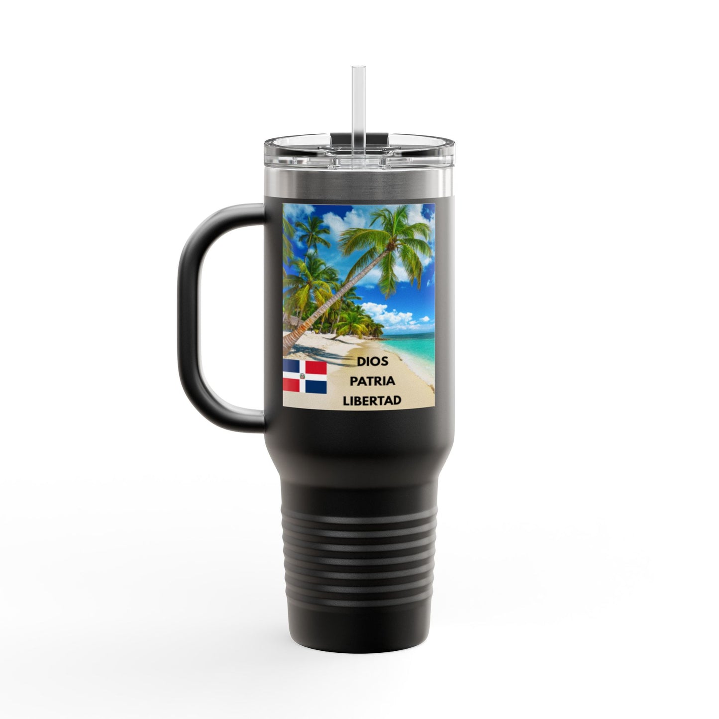 Dominican Republic Insulated Travel Mug, Caribbean Travel Cup, Beach Lover Gift, Quisqueya Hermosa Thermos, Vacation Essential, Summer [...]