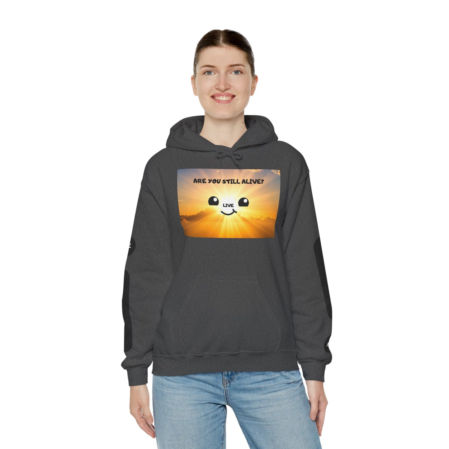 Smile Face Hoodie — "Are You Still Alive?" Sunrise Graphic Hooded Sweatshirt