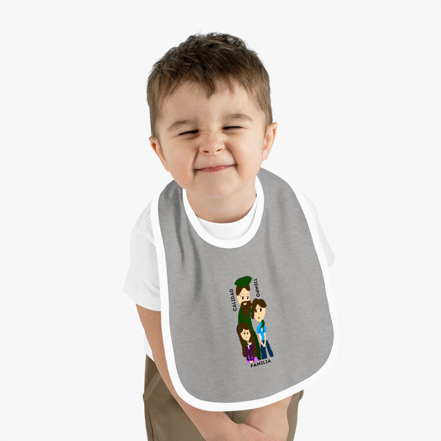 CALIDAD TIEMPO FAMILIA ISAAC IDYER ARTS DESINGS Baby Contrast Trim Jersey Bib