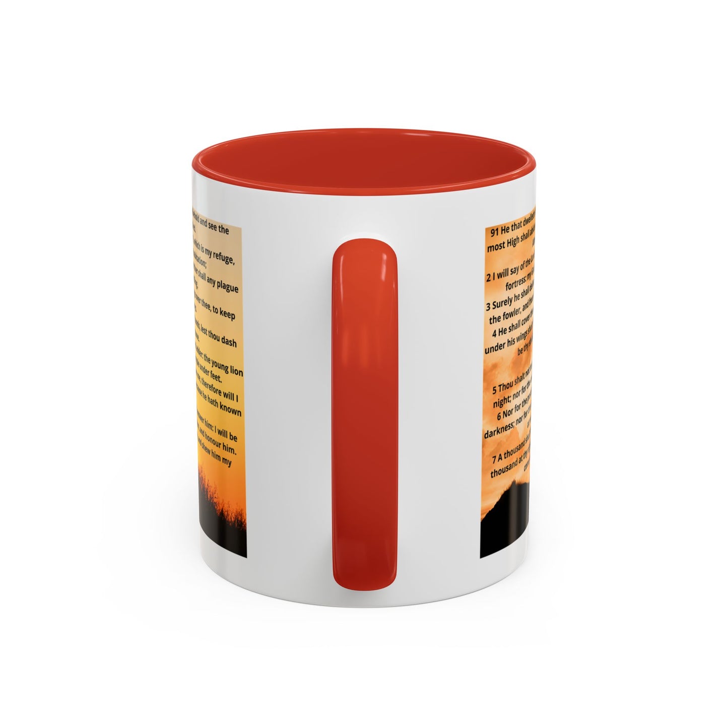 PSALM 91 Inspirational Lion Accent Coffee Mug | Motivational Gift, Scripture Mug, Unique Home Decor, Faith-Based Coffee Cup, Lion Design