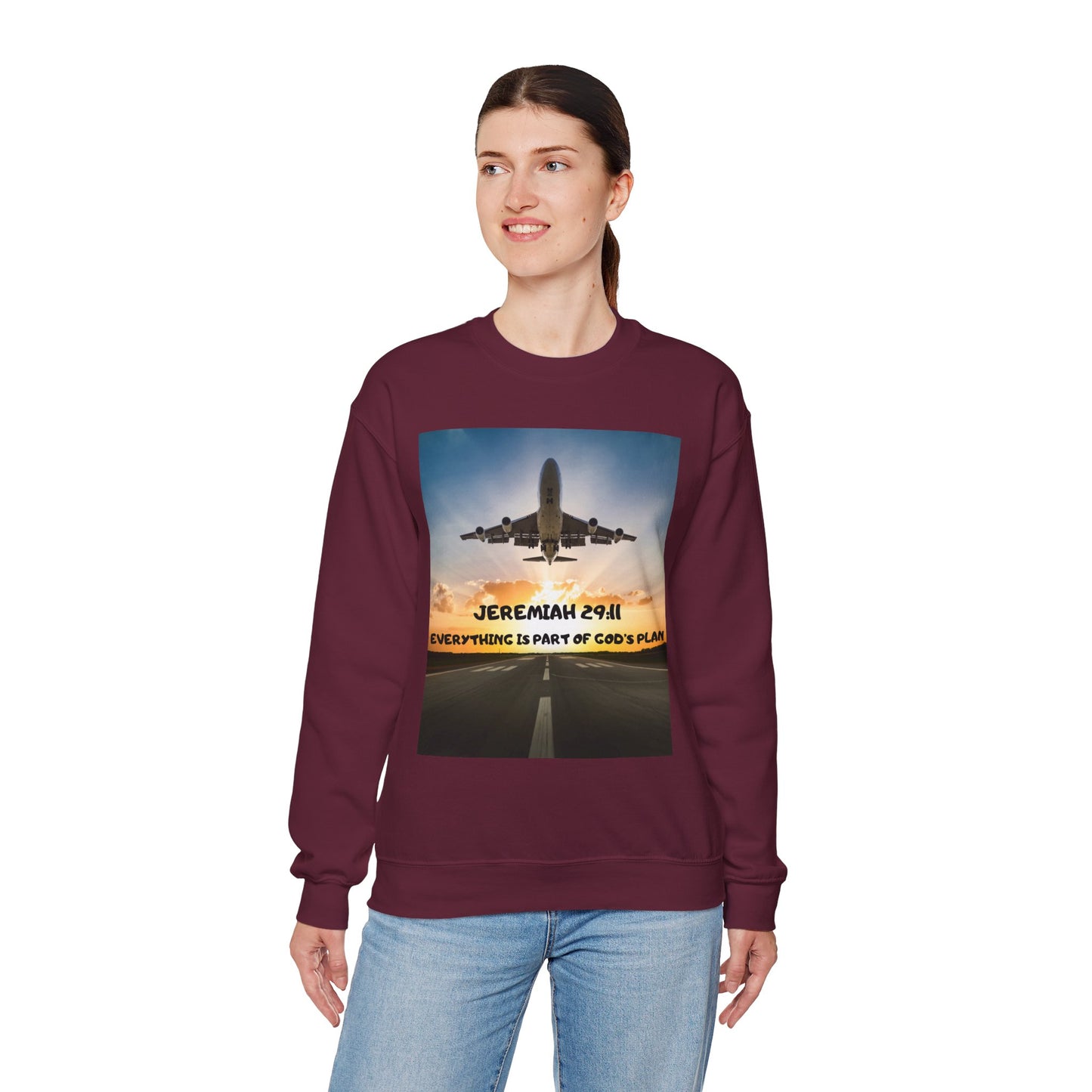 "Jeremiah 29:11 / Matthew 28:20" Christian Crewneck Inspirational Bible Verse Sweatshirt