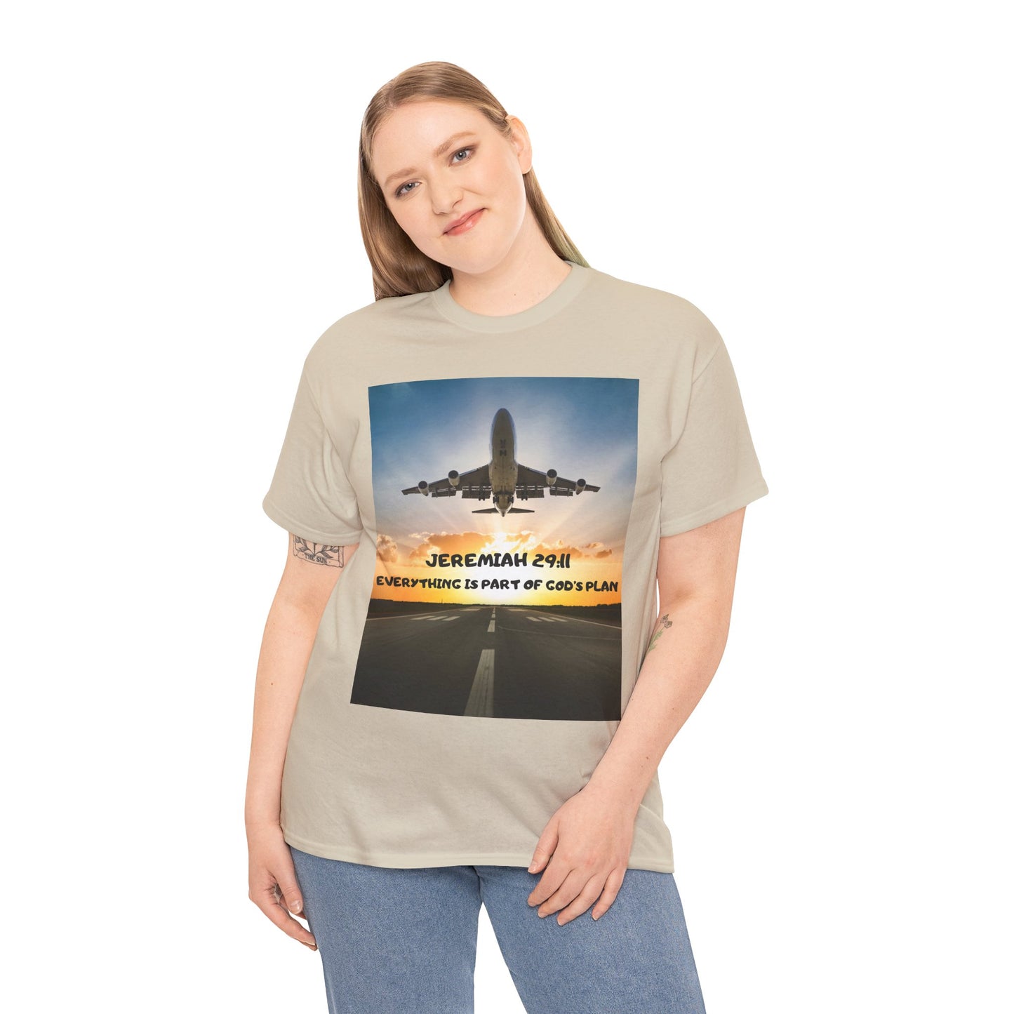 Faith Travel T‑Shirt — “Jeremiah 29:11 / Matthew 28:20” Inspirational Plane Tee