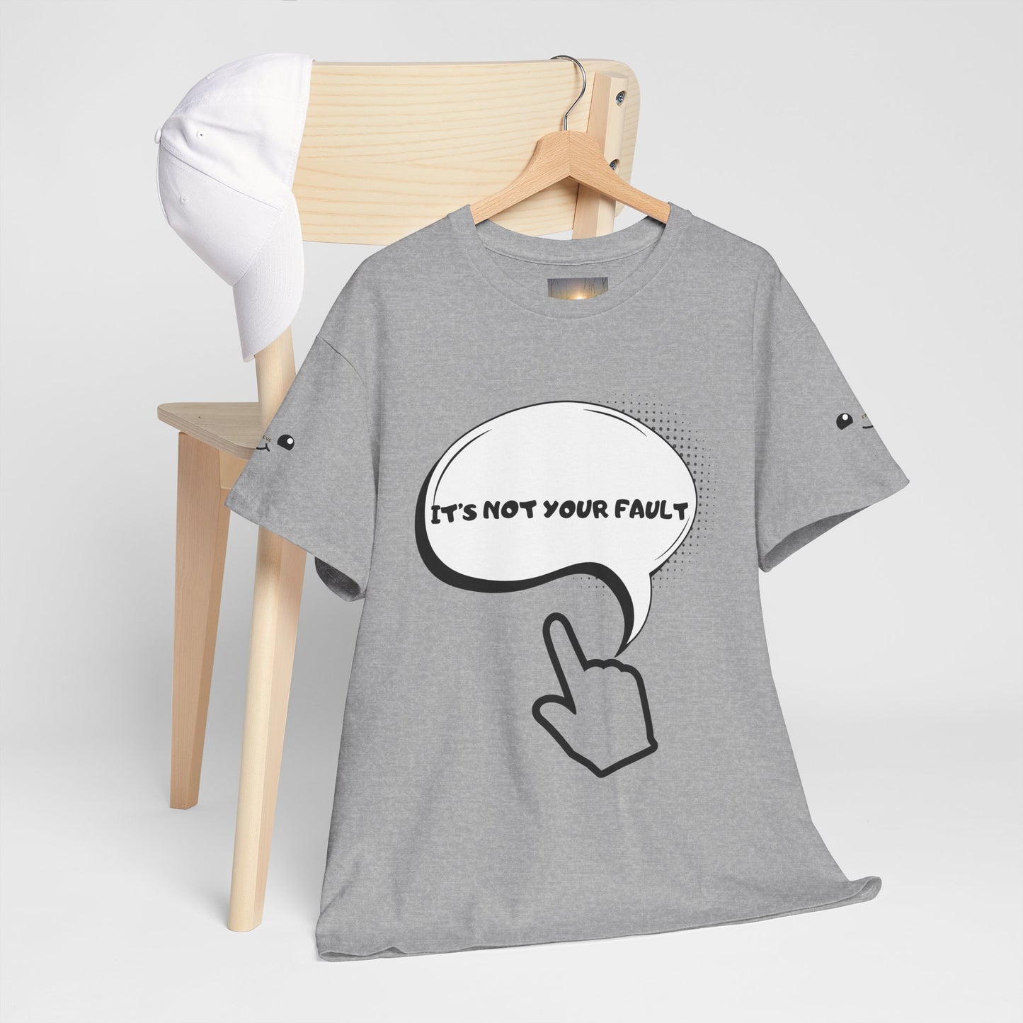 Graphic Tee — "It's Not Your Fault" Comic-Style Pointing Design