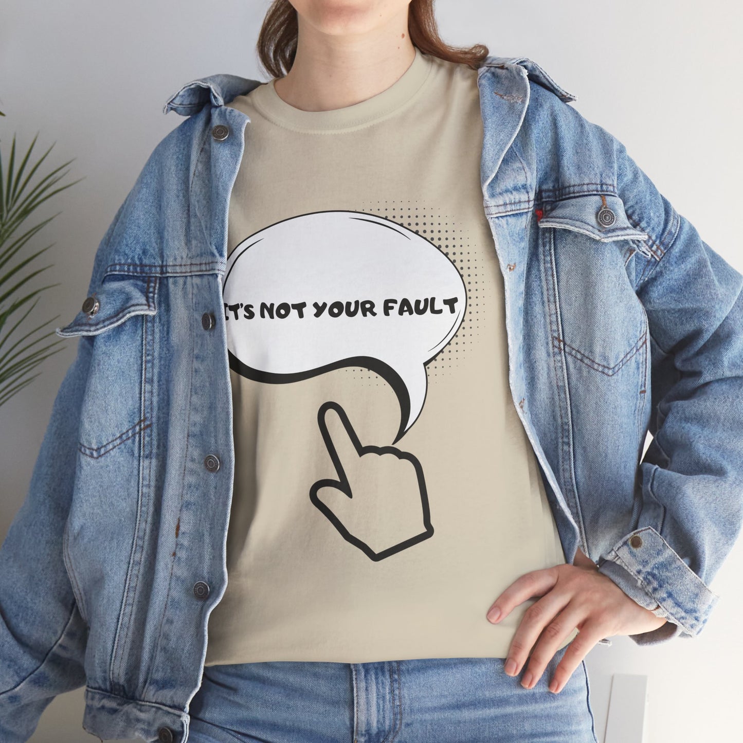 Graphic Tee — "It's Not Your Fault" Comic-Style Pointing Design